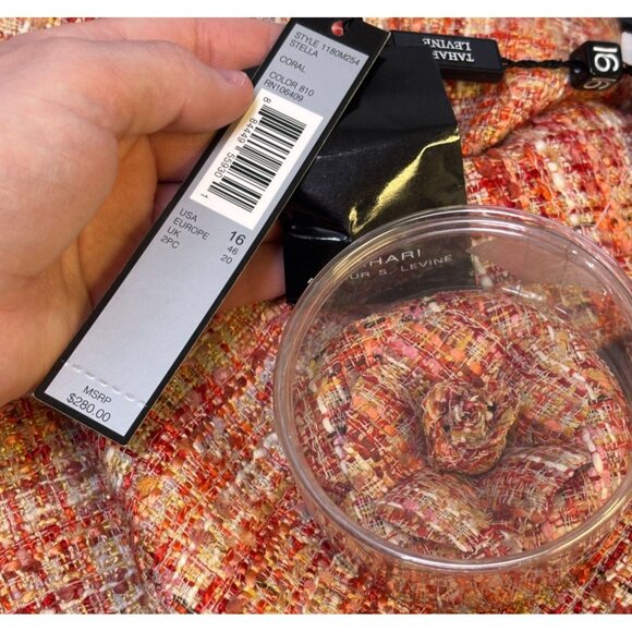 NWT Tahari Arthur S. Levine Tweed Suit Ensemble In Orange Size 16 - Picture 11 of 14